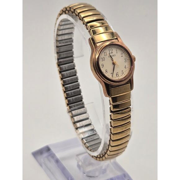 Vintage 1996 Seiko Ladies Quartz Watch 1N01-0GD0 - Gold Tone Expansion Band